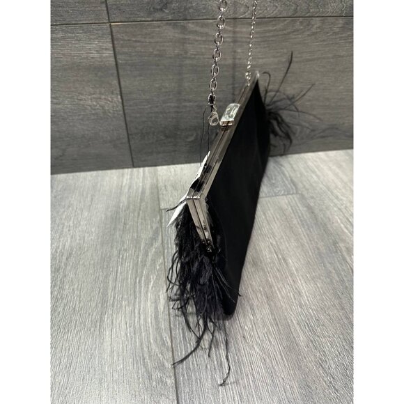 INC International Concepts CARLYN Feather Pouch Clutch Evening Bag Black B000376 - Picture 7 of 8